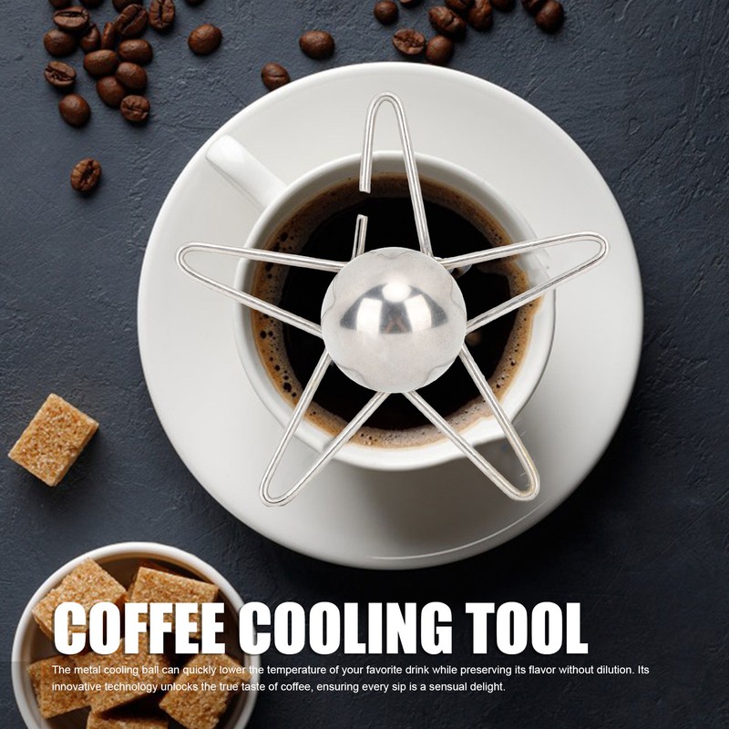 Coffee Cooling Tool with Reusable Metal Ice Sphere Stainless Steel