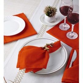 Encasa Cotton Cloth Napkins | Set of 6 | Size 43x43 cm | Brick Solid Color | Machine Washable