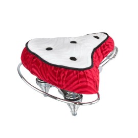 OG TwoTone Cruiser Bicycle Button Velour Saddle Lowrider Bike Seat Black/White - Red/White