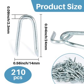 Sukh 210 PCS U Fence Staples - Galvanized U Shaped Nails Heavy Duty Staples Fencing Staples U Nails for Wood Fencing Barbwire Fence (Siver