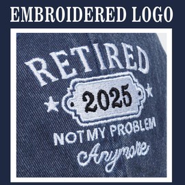Retirement Gift for Women Men 2025 Retired Hat Gifts Ideas Embroidered Baseball Cap (Blue)