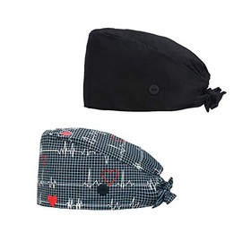 QBA Adjustable Working Cap with Button, Cotton Working Hat Sweatband, Elastic Bandage Tie Back Hats for Women & Men, One Size (Blue Amoeba)