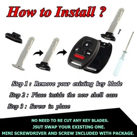 Latest best Key Fob Shell Case Fit for Honda 2010-2011 Accord Crosstour 2006-2011 Civic 2007 2010 2011 2013 CR-V 2011-2015 CR-Z 2009-2013 Fit 2011-2014 Odyssey 2+1 Buttons Car Key Fob Cover Shell 2PCS