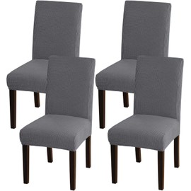 Yostyle Fundas para Sillas,Cubre Sillas de Tela Elástica,Fundas para Sillas de Comedor 4 Piezas,Protector de Sillas Removibles Y Lavables,para el Hogar, Restaurante,Ceremonia,Banquete,Gris