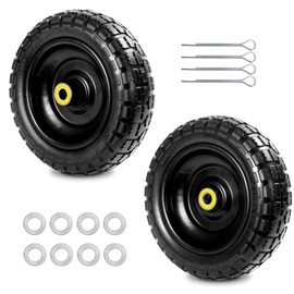 LTNICER 10 Inch Solid Tire and Wheel Compatible with Gorilla Cart, 4.10/3.50-4 Flat Free Solid Tire Garden Cart Tire Wagon Tire Wheelbarrow Tires 5/8" Axle Bore Hole 2.1" Hub (2 Pack)