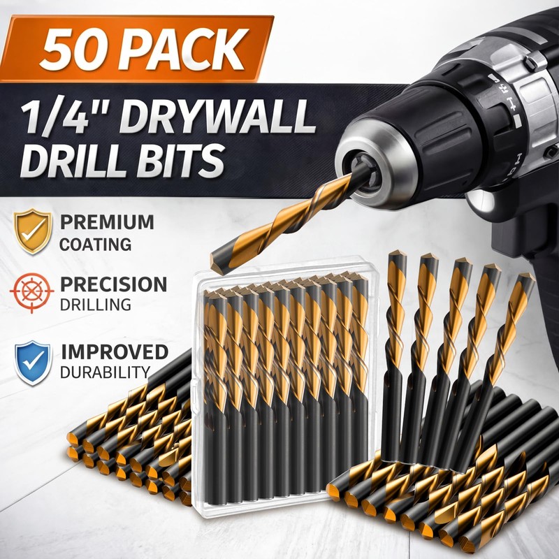 Tondiamo 50 Pcs Drywall Cut Out Bit 1/4 Inch Guide