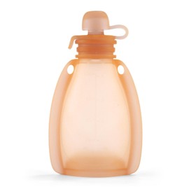 Baby Food Pouch, Silicone Reusable Squeeze Pouches for Kids BPA-Free Baby Feeding Pouch for Self-Made Fruit Puree Juice Yogurt 120ml (Orange)