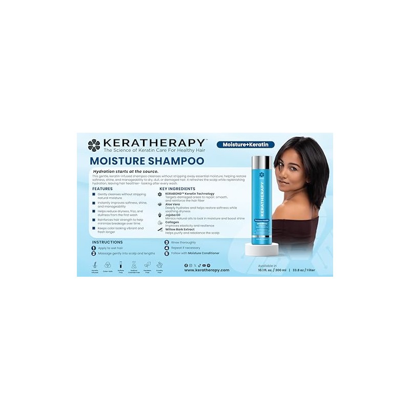 KERATHERAPY Moisture Shampoo, 10.1 Fluid Ounce