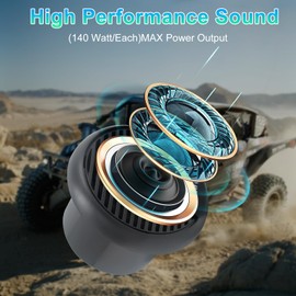 STUDIOFINIX 3 Inch Waterproof System Weather Proof Coaxial Boat Speakers Marine Stereo Outdoor Loudspeaker System Set for Car Van Truck Tractor Caravan Motorhome (Gray)