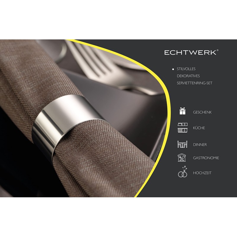 ECHTWERK Napkin Rings Made of Stainless Steel, Set of 4,