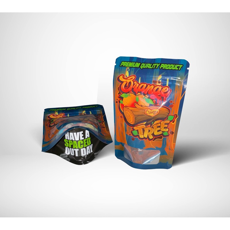Orange tree mylar bags 3.5g smell proof packaging x25