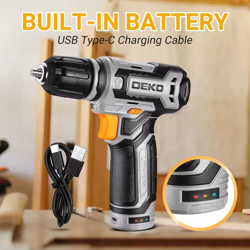 DEKOPRO 12V Power Battery Drill Set with Small Electric Drills