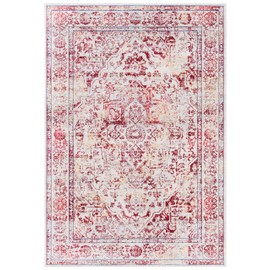 Safavieh Brentwood Collection BNT832C Medallion Distressed Area Rug, 3' x 5', Ivory / Red