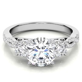 Molioaki Engagement Ring Women's Sterling Silver 925 Wedding Rings Women's Infinity Three Stone Engagement Ring Diamond Ring 1 Carat Brilliant Cut 5A Cubic Zirconia Ring Engagement Wedding Gift,