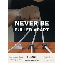 Yuicolili 6Pack Cord Organizer, Buckle Design Adhesive Cable Clips, Adjustable Stretch Cord Holder Clips, Stable fix Cable Management for Home Office Desktop Nightstand Car Table Wall (Black)