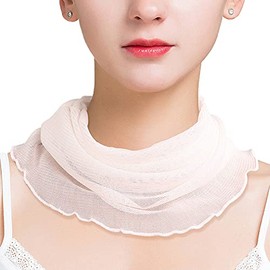 QinTian Silk Neck Warmer, Scarf, UV Protection, Goods, Neck Cover, UV Protection, UV Protection, For Women, Sunshade, Neck Warmer, Silk Gift, Birthday Gift, No.1 White