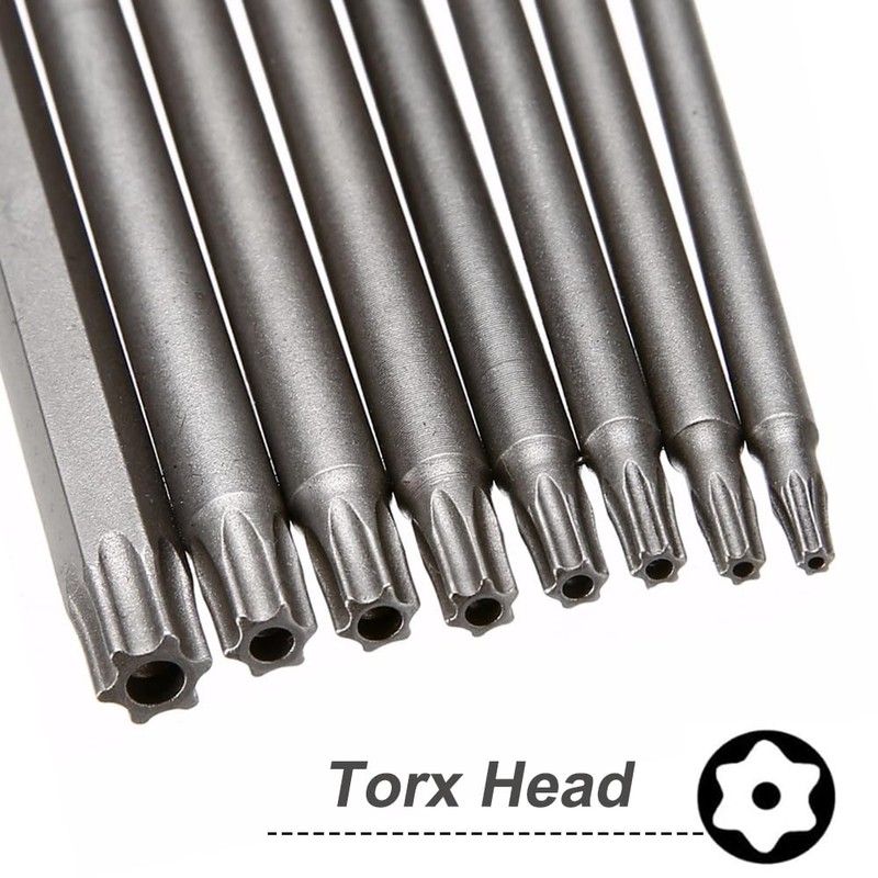Saipor 8pcs 200mm/7.9" Long Torx Head Screwdriver Bit Set Magnetic