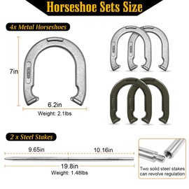 Horseshoe Outside Game,Sports Horseshoes Sets,Horse Shoe Game Kit,Steel Horseshoe Game Sets,Horseshoes Outdoor Game Set for Lawn, Beach, Backyard,Includes 4 Horseshoes, 2 Steel Stakes and Carrying Bag