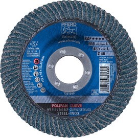 PFERD 4-1/2" x 7/8" POLIFAN CURVE Flap Disc SGP, Zirconia, 40 Grit, 10-Pack
