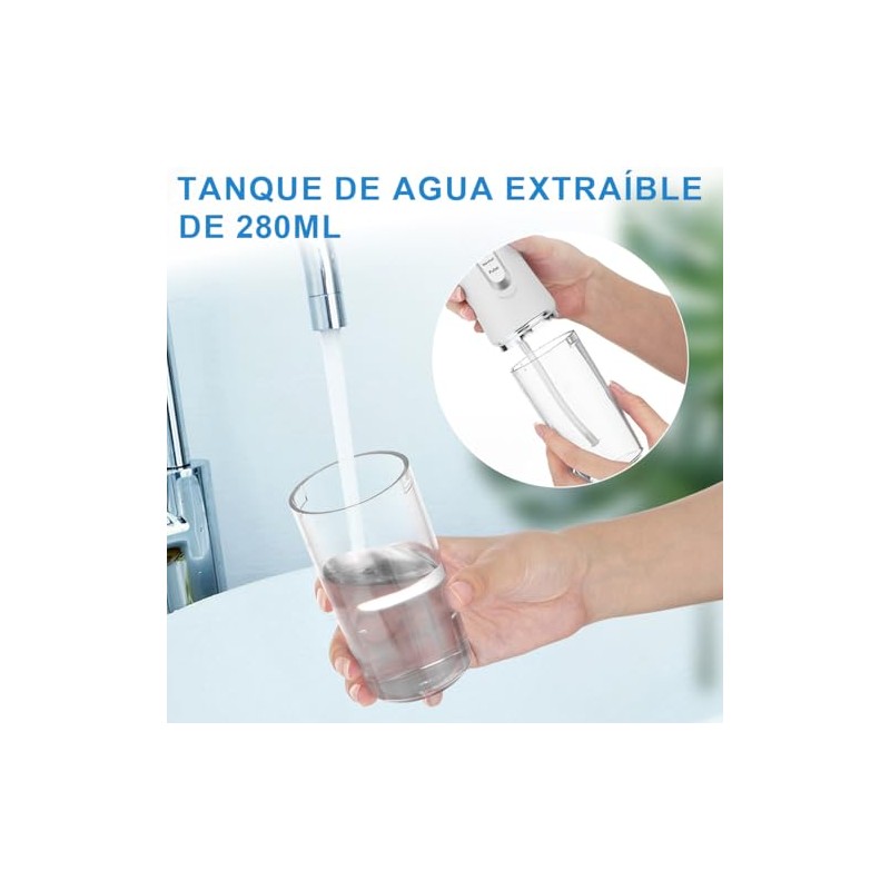 RONSXY Irrigador Bucal, Hilo Dental de Agua Inalámbrico con 8