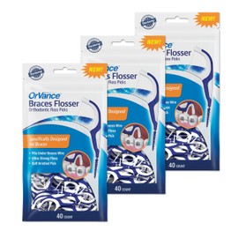 OrVance Braces Flosser - Designed for Braces for an Easy & Effective Clean, Ultra Strong Floss - 40 Count (Pack of 3)