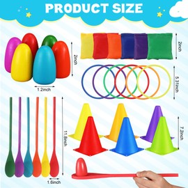 Libima 3 Sets Carnival Games Combo Set Bean Bags Ring Toss Game Kids Dart Board with Sticky Balls Kids Egg Spoon Race Game Set Indoor Outdoor Games Supplies Party Play Game Toys for Kids Adults