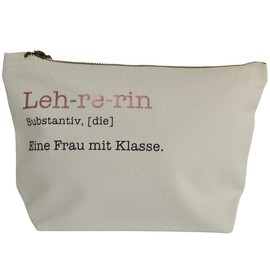 Geschenk für Lehrerin | Kosmetiktasche aus Canvas-Baumwolle | Eine Frau mit Klasse | Geschenkidee Abschied Lieblingslehrerin Tasche
