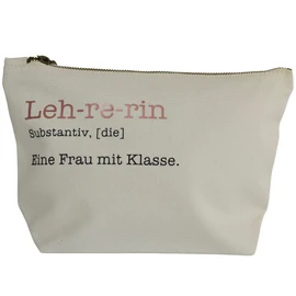 Geschenk für Lehrerin | Kosmetiktasche aus Canvas-Baumwolle | Eine Frau mit Klasse | Geschenkidee Abschied Lieblingslehrerin Tasche