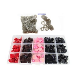 140PCS Triangle 4 Sizes 11-16mm Plastic Flocking Safety Noses Eyes with Washers for Bear Doll Animal Puppet Crafts DIY Sewing Crafting Buttons