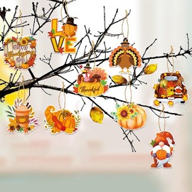 27Pcs Thanksgiving Day Ornaments for Small Tree Decorations,Fall Hanging Pendant Turkey Pumpkin Paper Ornaments for Tree Shelf Home Classroom Decor Party Favors Supplies
