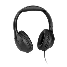 TechniSat STEREOMAN 3 Compact Hi-Fi Cable Headphones (Padded PU Leather Ear Cups, Over-Ear, Adjustable Headphone Length, Foldable Ear Cups, Control Element Including Microphone) Black