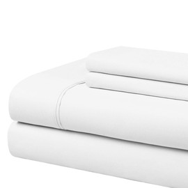 Cathay Home Essentials Ultra Soft Hypoallergenic Wrinkle Resistant Double Brushed Microfiber Bedding Sheet Set, White, California King