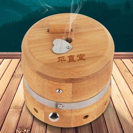 Healifty Moxibustion Box Bamboo Moxa Burner Holder 3- Gear Adjustable Temperature Tank Moxa Burning Tool with Wearable Rope for Home & Travel