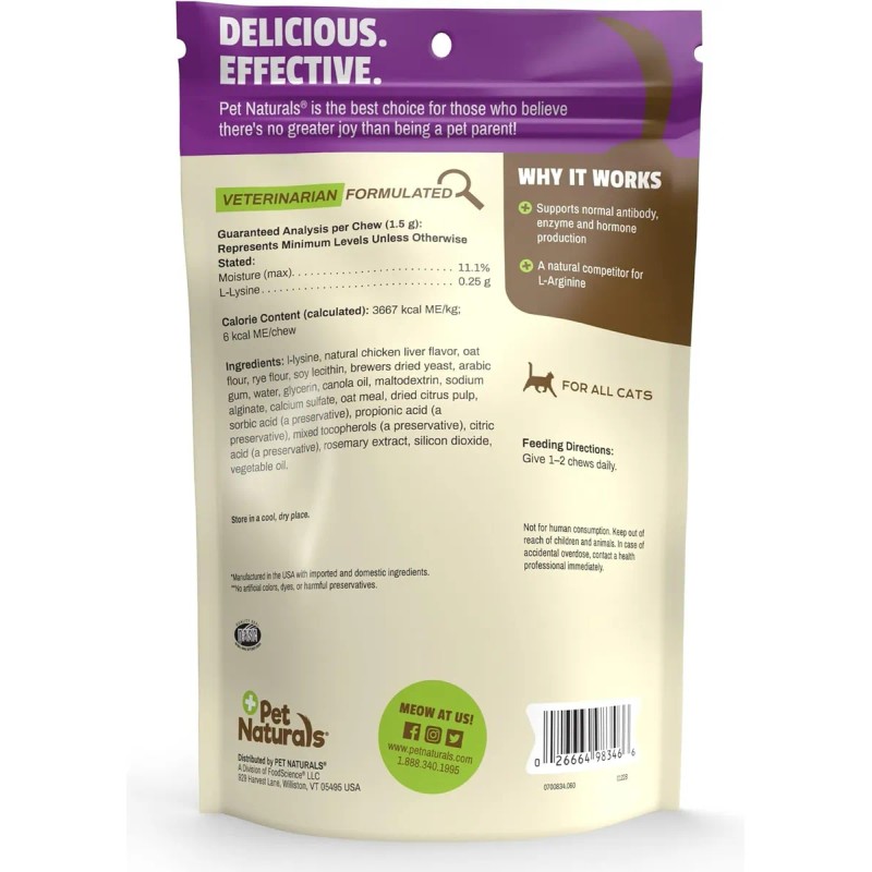 Lisina Masticable Para Gatos Apoyo Inmunologico 60pz