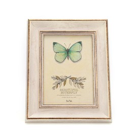 5x7 Inches Vintage Feel Rustic Picture Frame For Tabletop or Wall Hanging with Glass Front (5"x7", White)