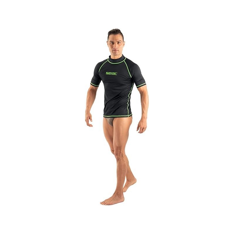 SEAC Men's Rash Guard T Black, Short Sleeve, Sun Protection