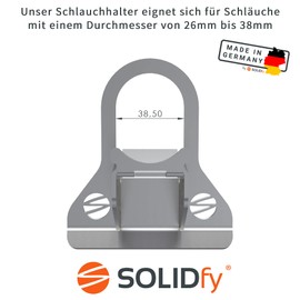 SOLIDfy® - 1 x 26 mm - 38 mm pool hose holder, kink protection made of stainless steel for Intex and Bestway swimming pools