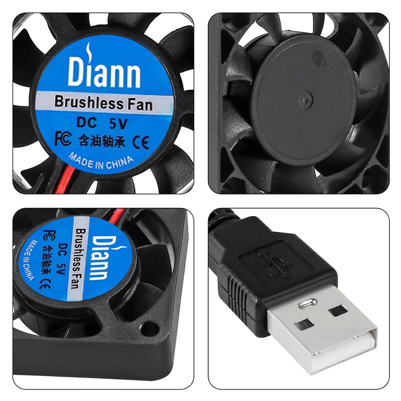 DIANN 2pcs 4010 DC 5V USB Brushless Cooling Fan 40