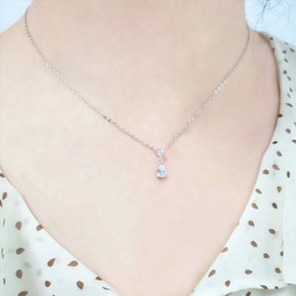 F.ZENI Women's Necklace, Water Droplet, Necklace, Pendant, Hypoallergenic, 925 Silver, Fashion Jewelry, Gift for Women with Box, Cubic Zirconia