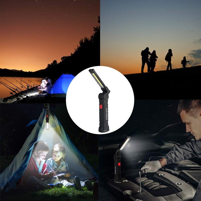 2Pack LED Work Lights, USB Rechargeable COB Light with Magnetic