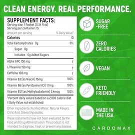 CardoMax- Max Clarity Suplemento de Apoyo Cerebral Nootrópicos con Cafeína Líquida, Alfa GPC, LTeanina, Bo Cerebral                                   