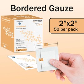Island Dressing Bordered Gauze 2x2-50 Gauze Bandages for Wound Protection - Good for Hospitals, Medical Facilities, First Aid Kits, and More