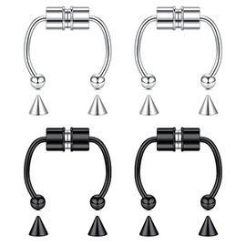 D.Bella Magnetic Fake Septum Nose Ring Hoop Stainless Steel Non-Pierced Faux Lip Ear Nose Body Jewelry for Women Men