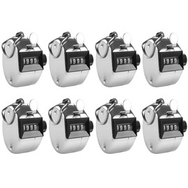 Kellegour Hand Tally Counters,8 Pieces Metal Tally Counters,Hand Tally Clicker Counter,Finger Counter Round Counter,4-Digit Clicker Counter,for Coaching,Knitting,School,Stadium,Fishing,Golf(Silver)