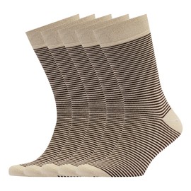 VRD SOCKS Men’s Dress Socks, Mid Calf Socks for Men, Striped Design, Crew Socks for Men Shoe Size 8-13 (Khaki, Tan, Beige, Light Brown, 5-Pairs)
