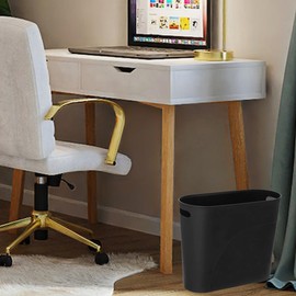 FomCcu Waste Paper Bin Plastic Waste Basket 10L Rubbish Slim Container for Bathroom Powder Room Bedroom Living Room Home Office Black