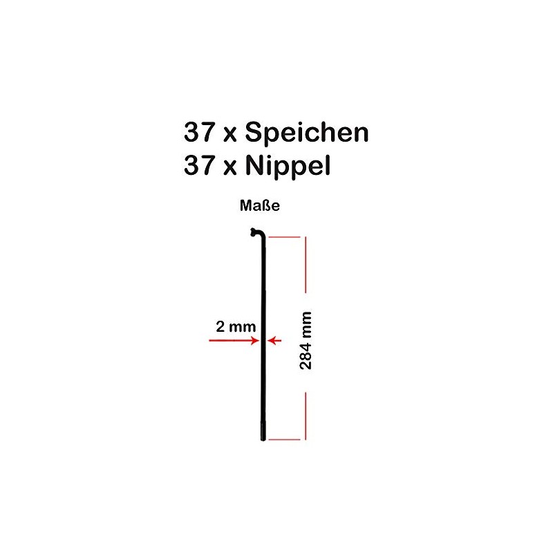 37 Bicycle Spoke 284 MM x 2 MM Black with
