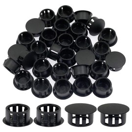 Suiwotin 30PCS 16mm (5/8") Black Hole Plugs Plastic Flush Type Hole Plugs Snap in Locking Hole Tube, Furniture Fencing Post Pipe Insert End Caps (Black)