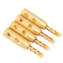 4pcs BFA Banana Plug, Brass Gold Plated Jack Connector Open Screw Speaker Wire Connectors for 7mm Cable Diameter, Wall Plate, Home Theater, Video Receiver