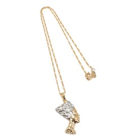 FWJ Gold Queen of Egypt Nefertiti Pendant Necklace for Women 18K Plated Chain Novelty Jewelry